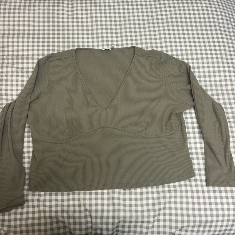 Olive Plunge Top